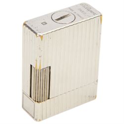 St Dupont Paris silver plated pocket lighter with ribbed design 