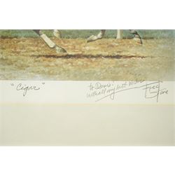 Sue Wingate (British 1947-2016): 'Shergar' with Walter Swinburn, pencil sketch signed titled and dated 1998, 37cm x 51cm; together with a print of 'Cigar' after Fred Stone, signed in pencil, 46cm x 44cm (2)