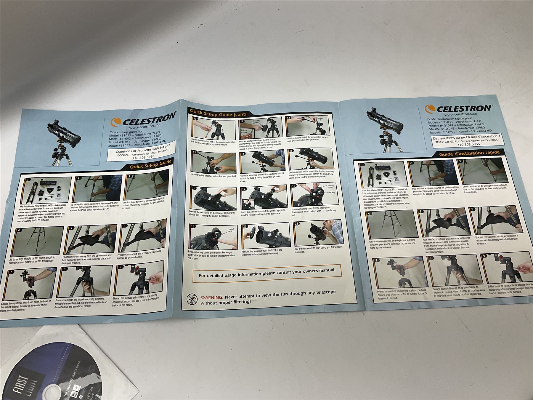 Celestron Astromaster 114 telescope and tripod stand, F=1,000mm, D=114