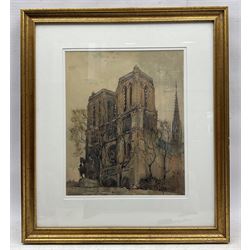 Frederick (Fred) Lawson (British 1888-1968): Notre Dame, watercolour signed 34cm x 28cm 