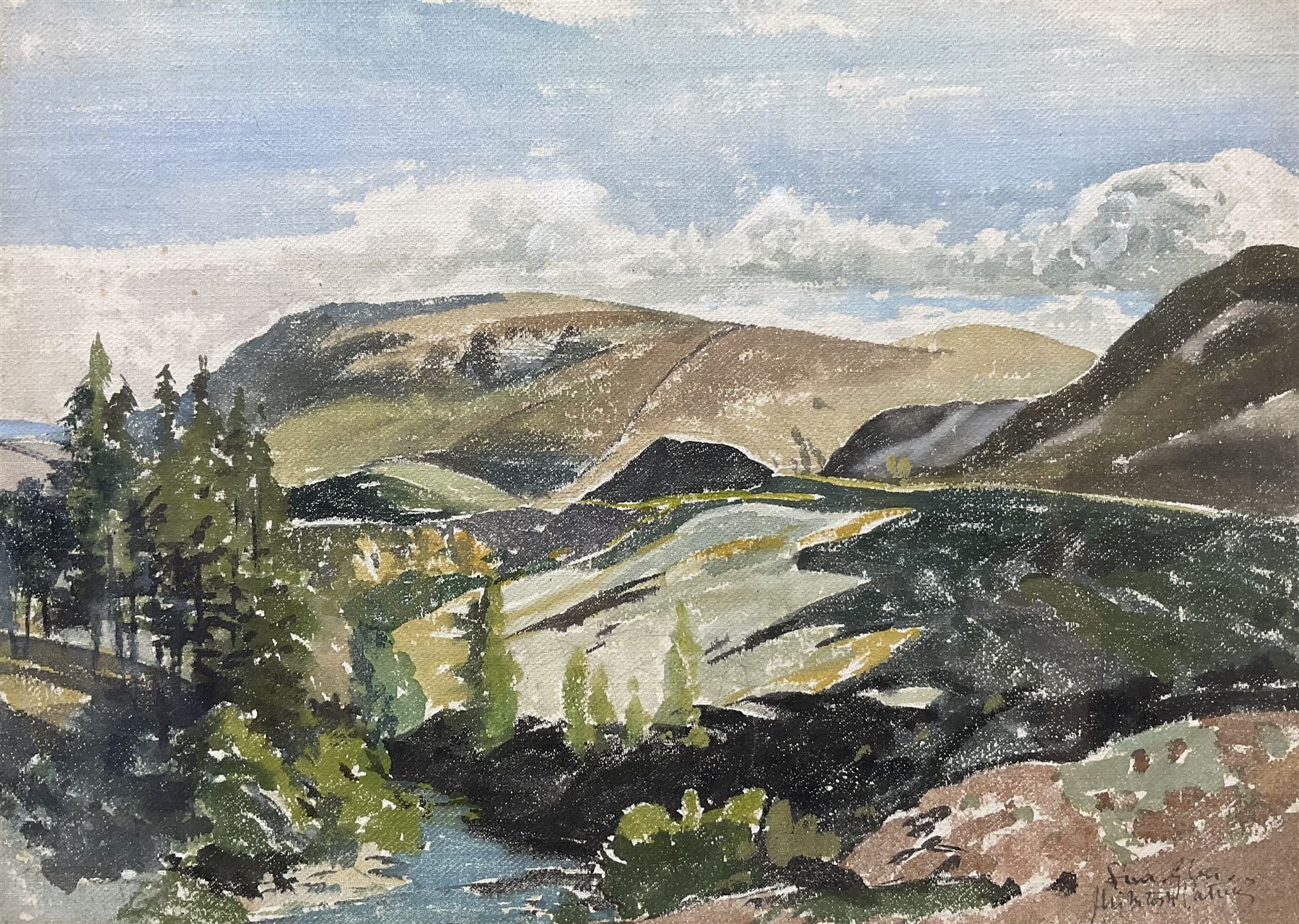 James Mcintosh Patrick (Scottish 1907-1998): 'Sma Glen near Crieff' Perthshire, watercolour signed and titled 28cm x 40cm
Provenance: with The Fine Art Society, title label verso dated April 1946, No.86