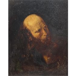 After Christian Wilhelm Ernst Dietrich (German 1712-1774): Head and Shoulders Portrait of Bald Bearded Man, 20th century oil on board unsigned 24cm x 20cm