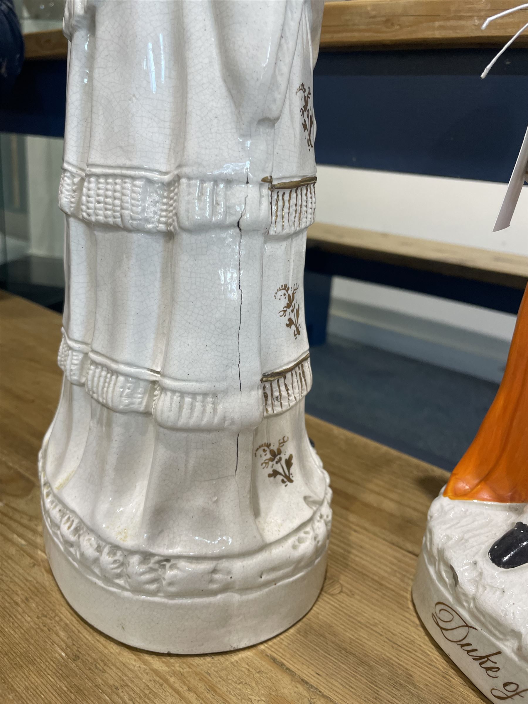 Pair of large Victorian Staffordshire figures modelled as the Duke and Duchess of Edinburgh, H45cm (2)