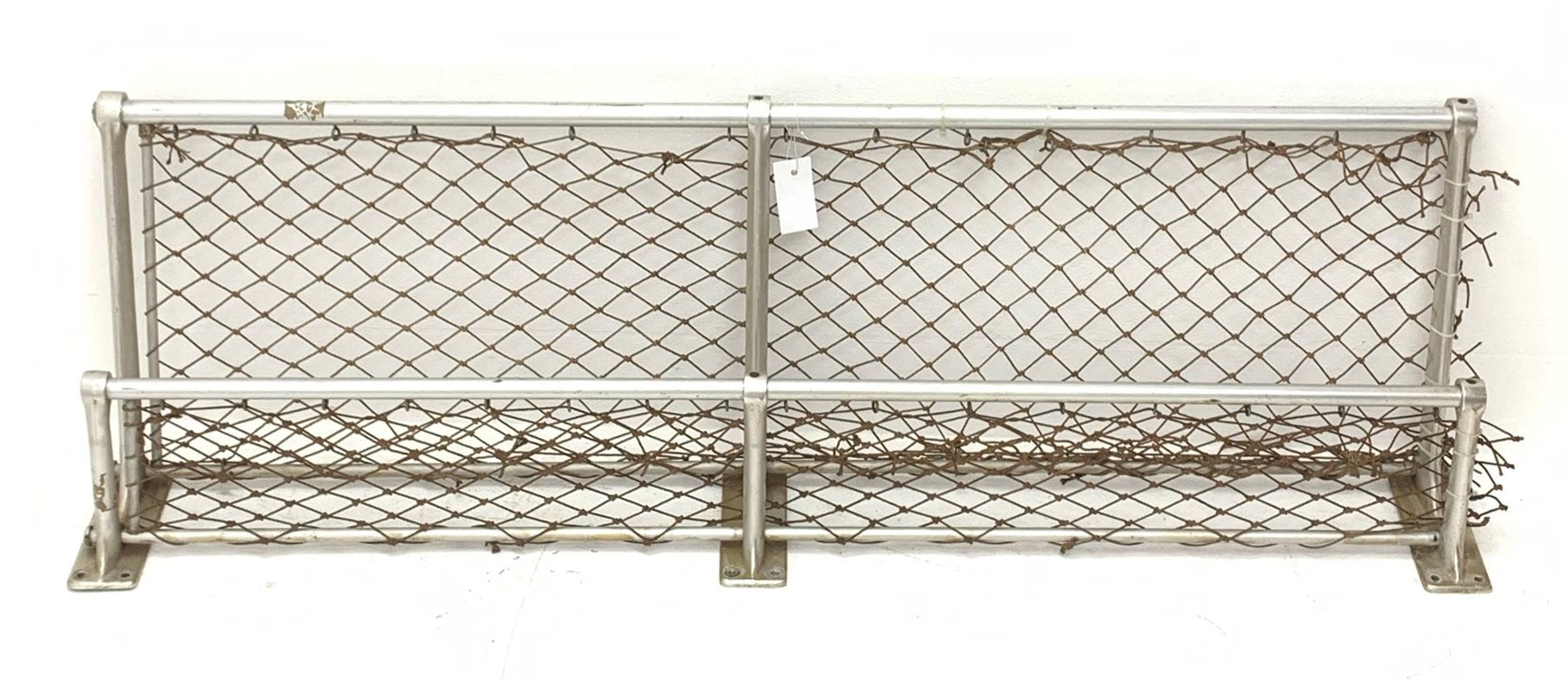 Railway compartment carriage white metal and netting twotier luggage