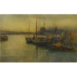 Arthur Netherwood (British 1864-1930): Fishing Boats in the Harbour, watercolour signed 40cm x 65cm
