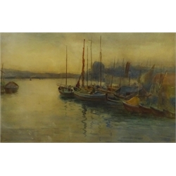 Arthur Netherwood (British 1864-1930): Fishing Boats in the Harbour, watercolour signed 40cm x 65cm
