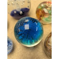 Collection of glass paperweights, including Caithness and Selkirk Glass