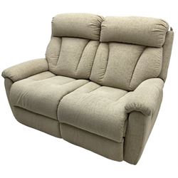 La-Z-boy - two-seat manual reclining sofa upholstered in neutral beige fabric
