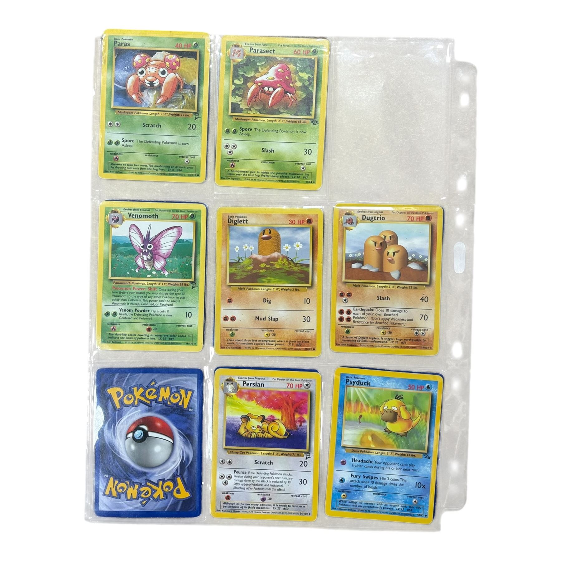 Collection of mainly vintage Pokemon cards including Charizard Base Set Holographic number 4/102 and two Ancient Mew 2000 promo cards, some housed within plastic wallets and some loose