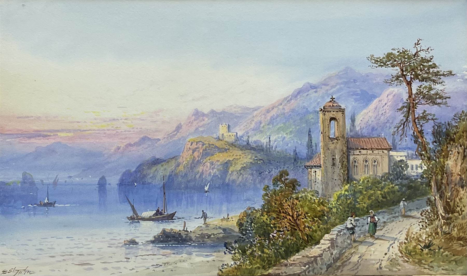 Edwin St. John RBA (British 1878-1961): North Italian Lake scenes, pair watercolours signed 30cm x 50cm (2)