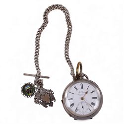 Silver 'The Signal' open faced pocket watch by Watts & Co Bristol, with silver tapering Al...
