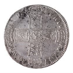 William III 1700 silver one crown coin, edge dvodecimo