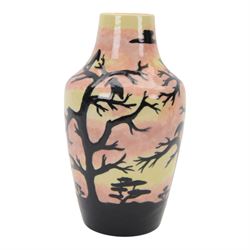Cobridge African Sunrise vase by Anji Davenport, with impressed and painted mark beneath, H27cm