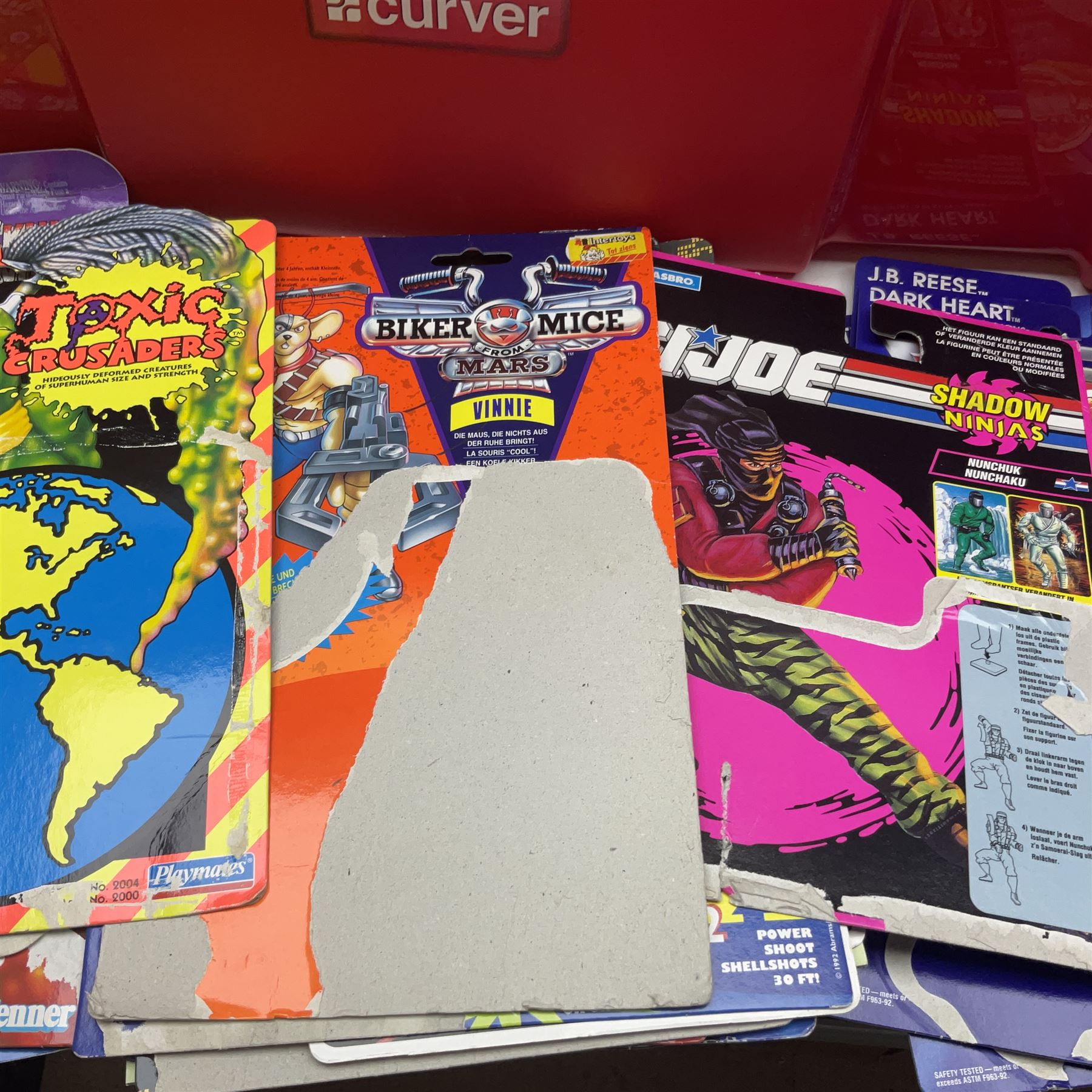 Collection of 1990s toys, including Biker Mice from Mars, Teenage Mutant Ninja Turtles, Thunderbirds etc in three boxes 