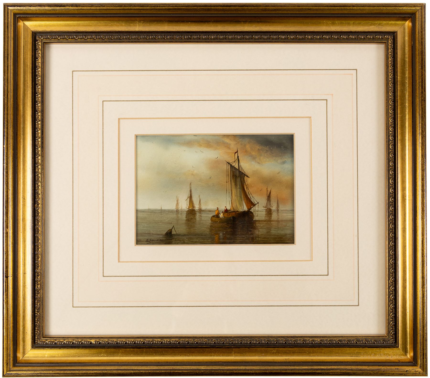 Ronald Cavalla (British 1940-): Dutch Fishing Vessels, pair of oils on board signed 8.5cm x 12.5cm and 12.5cm x 8.5cm (2)