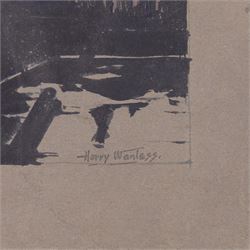 Harry Wanless (British c1872-1934): 'Scarborough' Harbour by Moonlight, watercolour signed with ESK (Kensington School) blind stamp, titled and dated 1895 verso 16cm x 21cm; Charles Edward Wanless (circa 1875-1938), 'Tweddill's Yard Sandside' Scarborough, pen and ink signed with initials and titled 27cm x 21cm and two original photographs by the artist (unframed) (4)
Provenance: private collection purchased 'Wanless Family Studio Sale' David Duggleby 15th June 2009 Lots 16 & 29