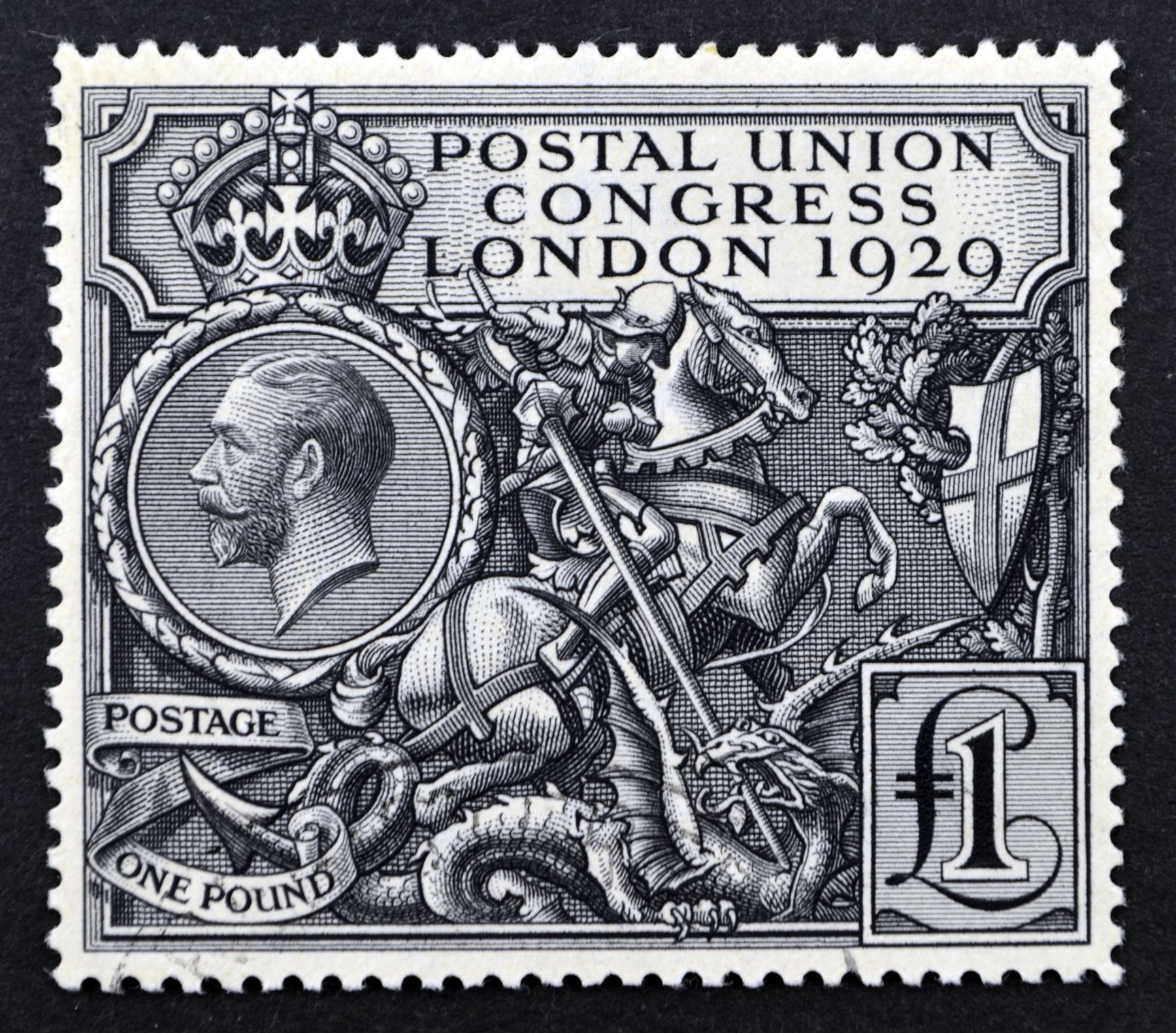 King V 'Postal Union Congress London 1929' one pound stamp