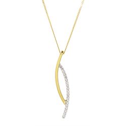 18ct white and yellow gold diamond pendant necklace, hallmarked