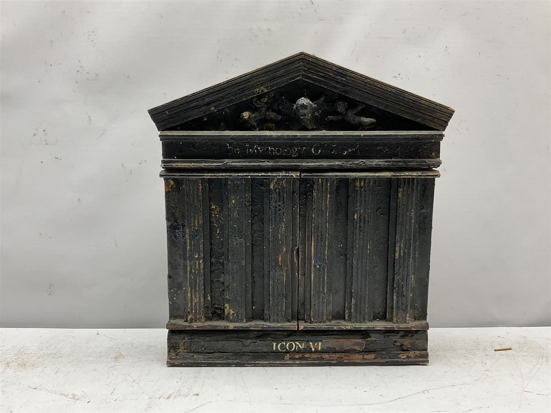 Frank Gordon (Northern British 1943-): 'The Mythology of Landscape - Icon VI', three dimensional acrylic on wood, titled verso with artist's address label 38cm x 66cm
Notes: Frank entered Bolton College of Art at the age of fifteen, followed by thirty years of teaching art and his early retirement in 1995, he moved to Giggleswick in the Yorkshire Dales 