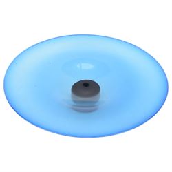 Gillies Jones Rosedale blue glass plateau raised on a short pedestal foot, signed and dated '92, D32cm