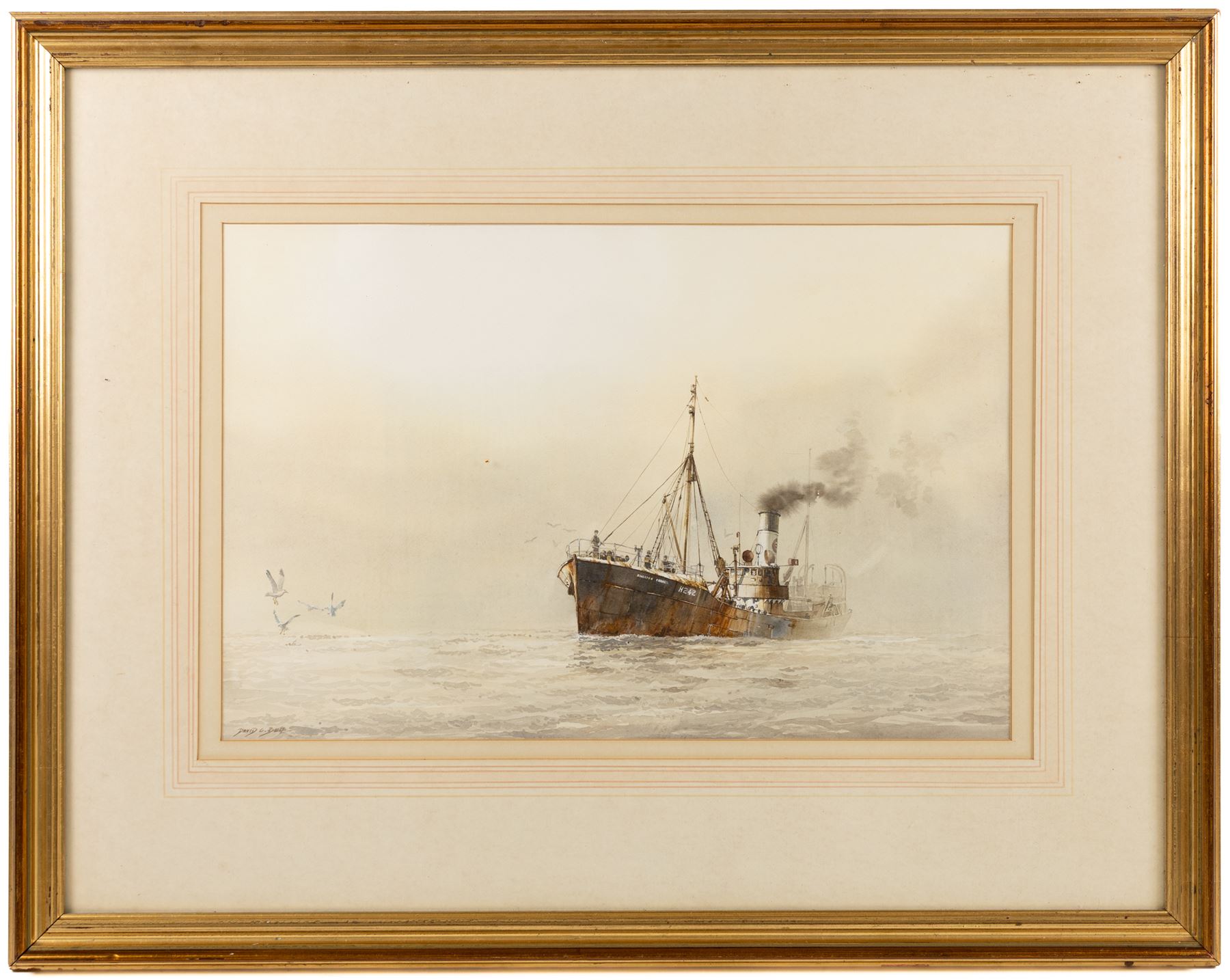 David C Bell (British 1950-): Hull Trawler Kingston Coral H.242, watercolour signed 32.5cm x 50cm