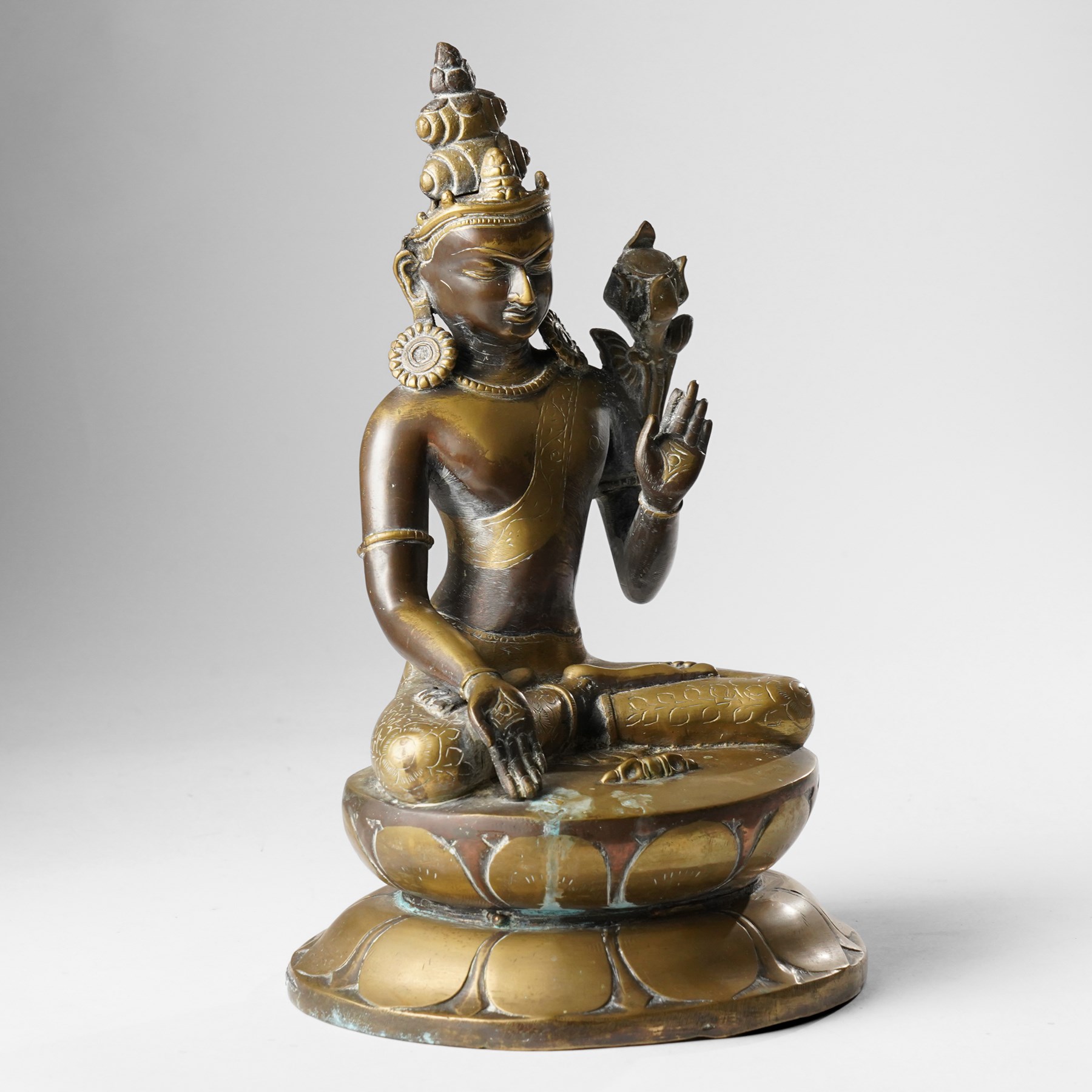 Gilt-bronze figure of Padmapani Lokeshvara, possibly Nepalese, H32cm