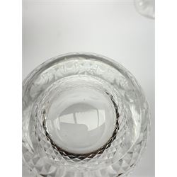 A set of eight Waterford crystal Colleen pattern sherry glasses, H11cm, together with a seven Waterford crystal Lismore pattern cordial glasses, H8.5cm, and a Waterford Crystal Colleen pattern tumbler. (16). 
