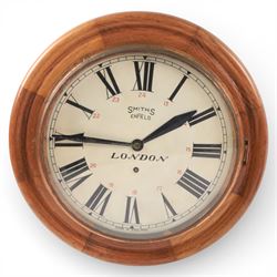 Bulle electric battery clock on a turned wooden base under dome, together with Smiths London circular wall clock