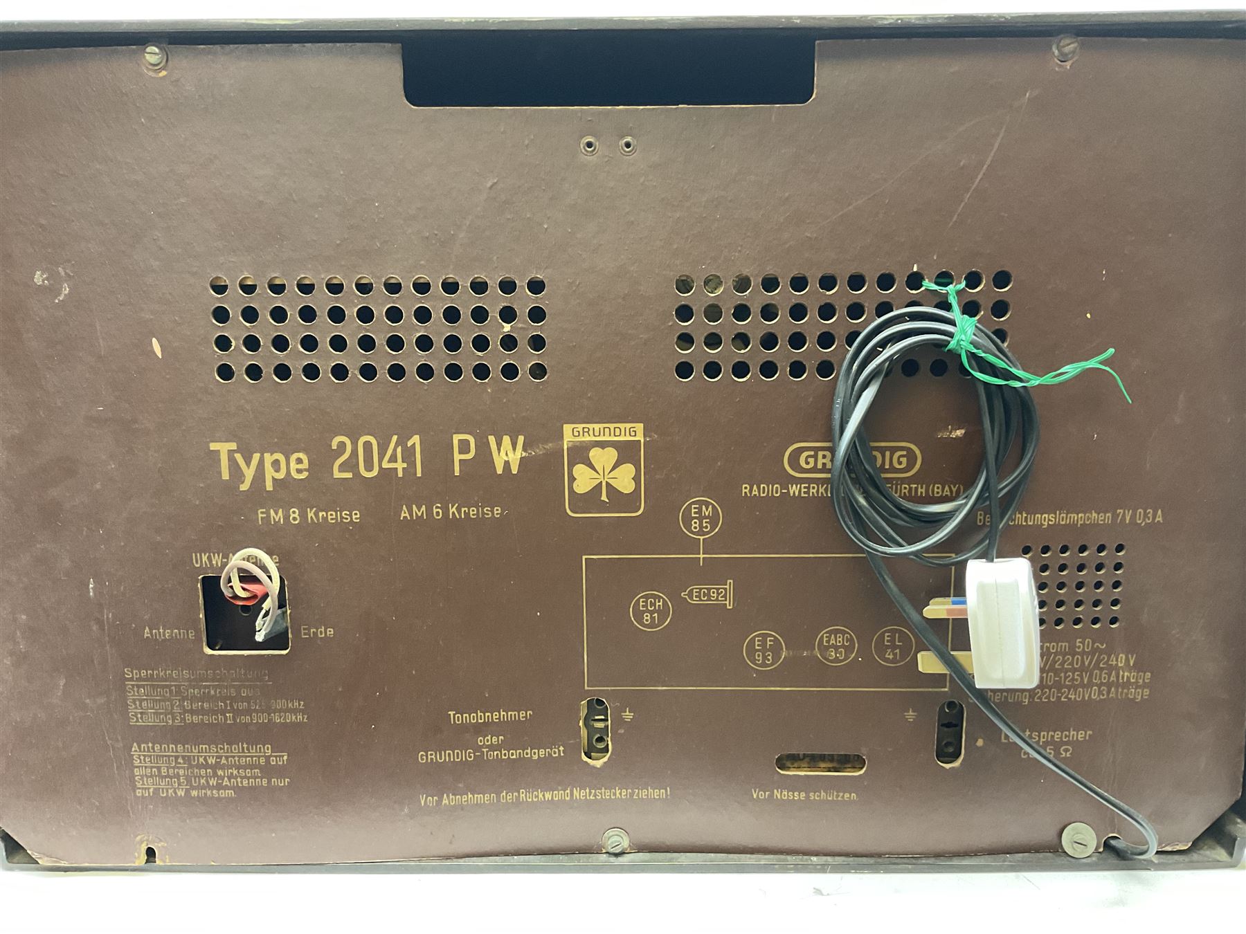 1950s Philips valve radio model B3G63A in brown Bakelite case, W42cm D21cm H30cm, together with 1950s Cossor Melody Maker model 524 radio and 1950s Grundig model 2041, tallest H35.5cm