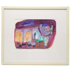 Gillian Ross Kelsey (British 1935-2025): 'Celtic Image No 2', mixed media on paper signed and titled in pencil 24cm x 34cm