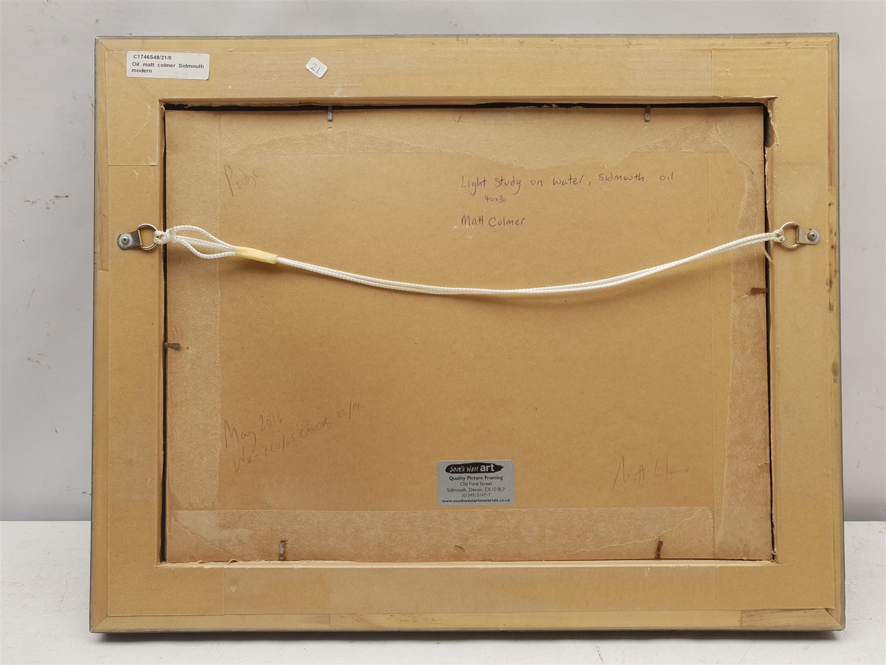 Matt Culmer (British Contemporary): 'Light Study on Water Sidmouth', oil on artist's board signed, titled verso 29cm x 39cm