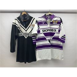 Five Hull Rugby League shirts, to include Hull FC and Hull Sharks examples