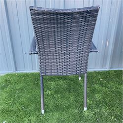 Cast aluminium garden table and four rattan chairs - THIS LOT IS TO BE COLLECTED BY APPOINTMENT FROM DUGGLEBY STORAGE, GREAT HILL, EASTFIELD, SCARBOROUGH, YO11 3TX