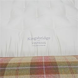 And So To Bed - Bonaparte Emperor 7' upholstered and classic Victorian design wood framed, upholstered in chequered pattern fabric with scroll-shaped headboard and footboard, upholstered side rails, with a faux suede divan together with a fitted Vispring Kingsbridge mattress, supported on cabriole legs 