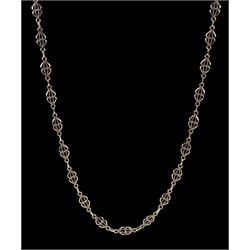 9ct gold pierced fancy link necklace, London import marks 1992