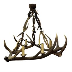 Deer antler chandelier, of square shaped