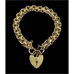9ct gold fancy link bracelet, with heart locket clasp, London 1971