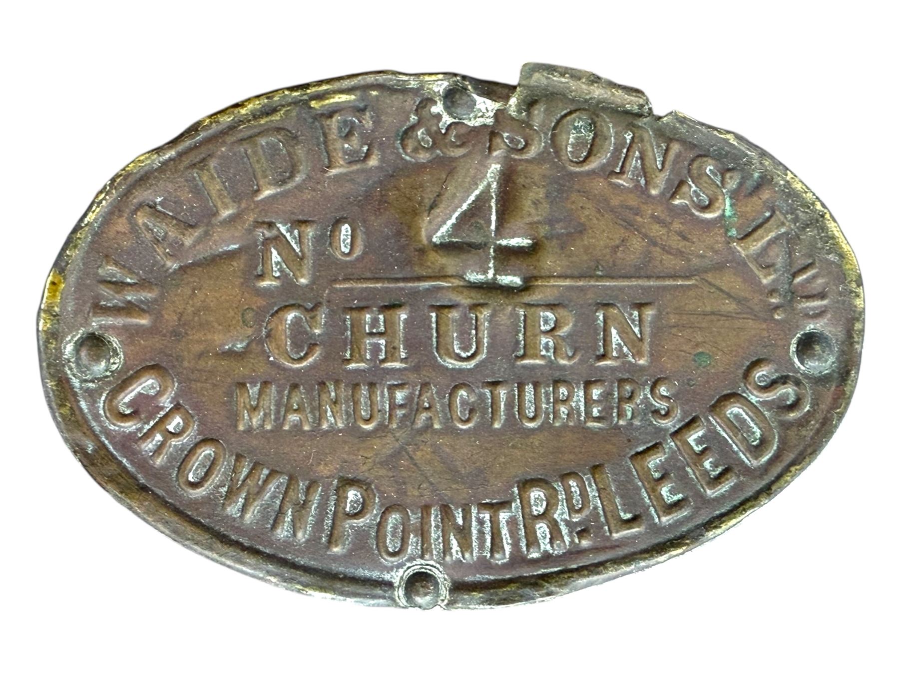 19th century oak and cast iron rotary butter churn, with coopered barrel body, domed lid with filler opening and cast iron securing arms, on tilting iron-mounted frame with crank handle and support rails