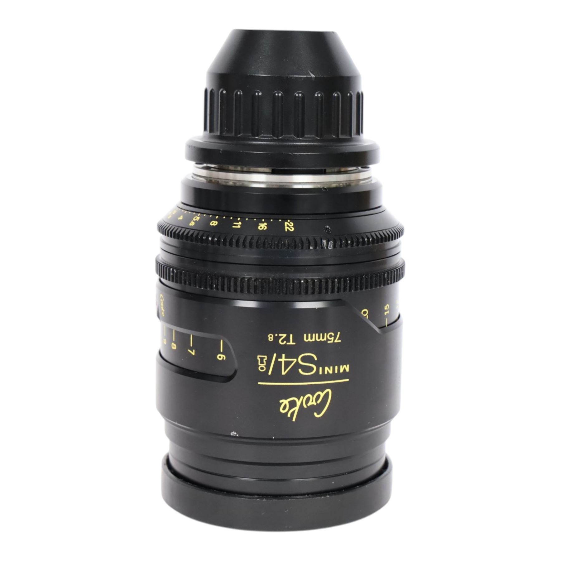 Cooke Mini S4/i 75mm T2.8 prime lens with PL mount, serial no. 8075-0714, with front and back lens caps