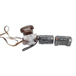 Collection of cameras, including Agfa 780, Minolta Riva GT, Olympus Trip XB3 and Voigtlander VITOMATIC Ia