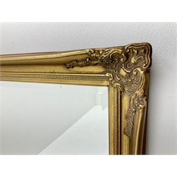 Rectangular gilt framed bevelled edge wall mirror 