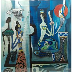 Xi Shang Ariyachaiprasert (Chinese 1959-): Abstract of Young Women, acrylic on board signed and dated 1994, 92cm x 92cm