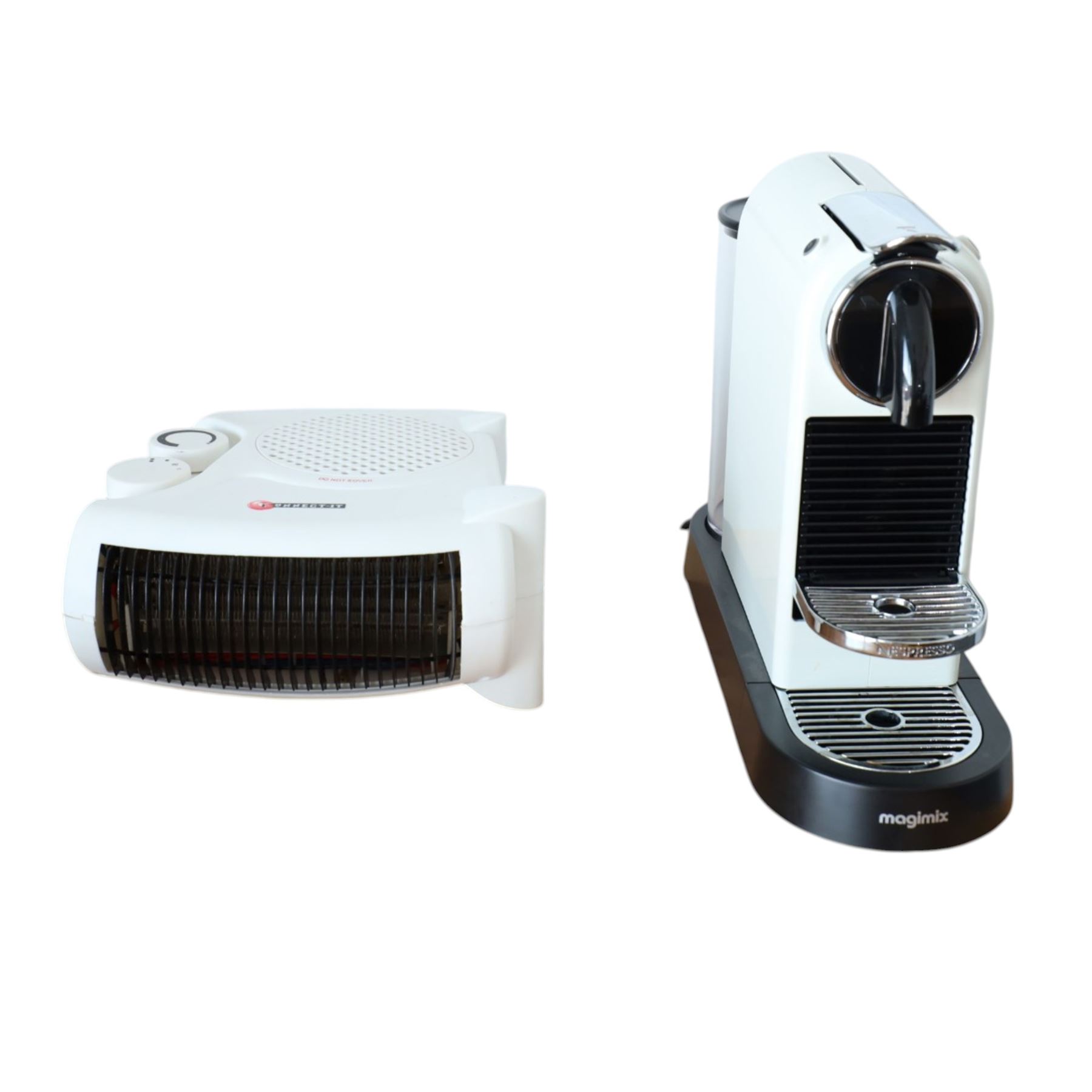 Magimix Nesspresso coffee machine, and a fan heater (2)