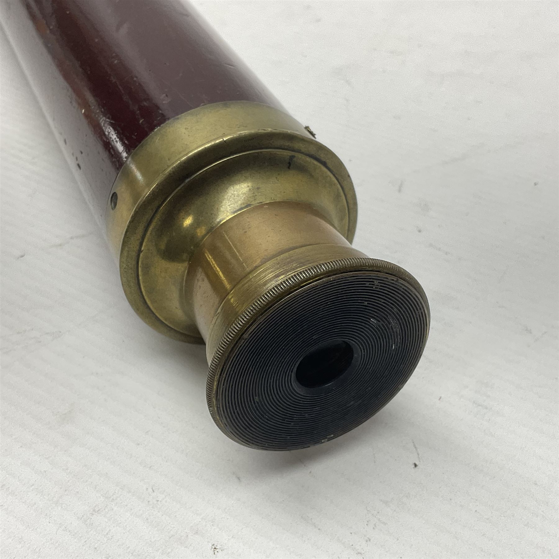 G Adams of London, single draw mahogany bound brass telescope, engraved G Adams of London, extended L116cm