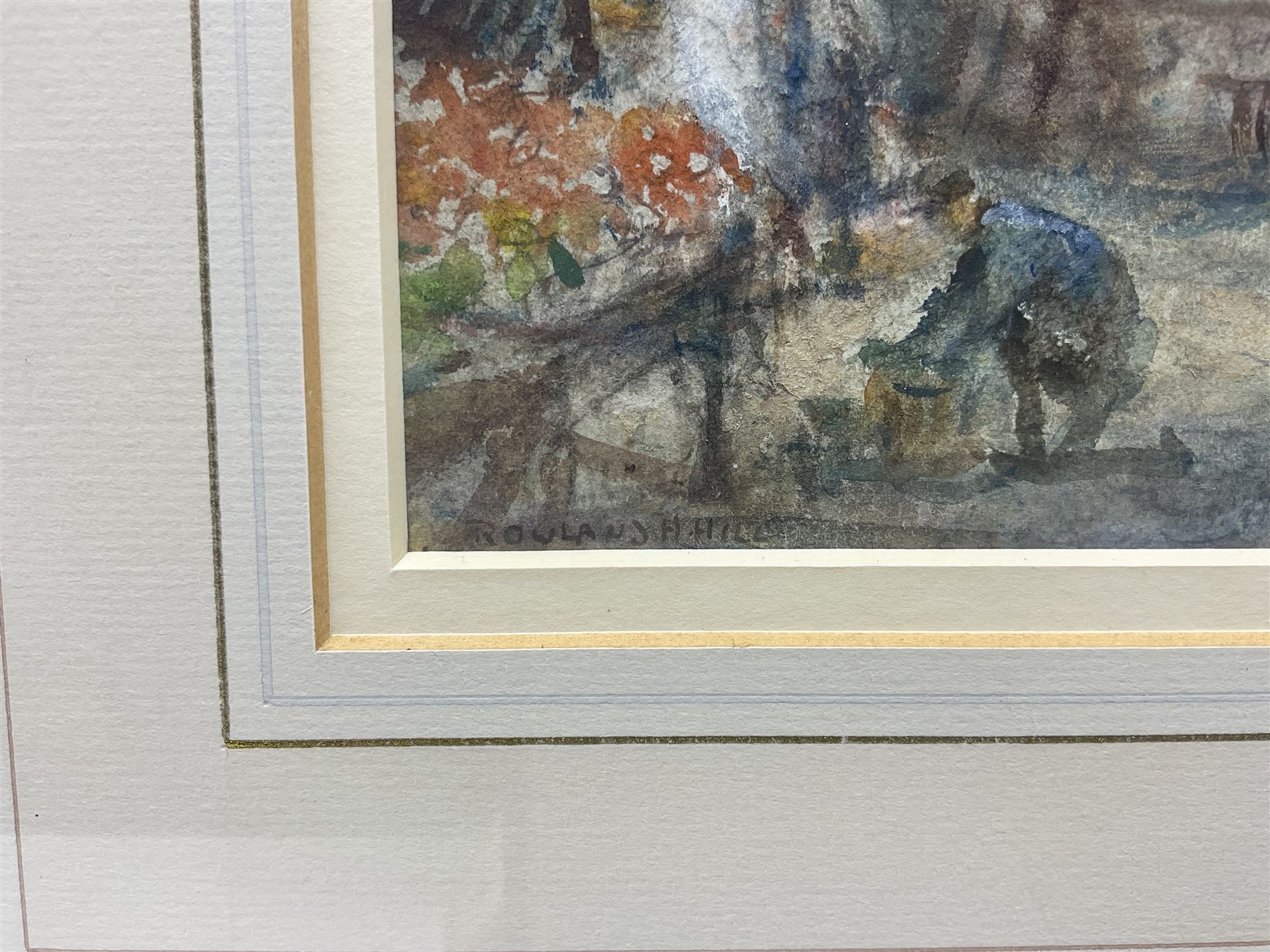 Rowland Henry Hill (Staithes Group 1873-1952): Market at the Old Town Hall Whitby, watercolour and pastel signed 31cm x 24cm