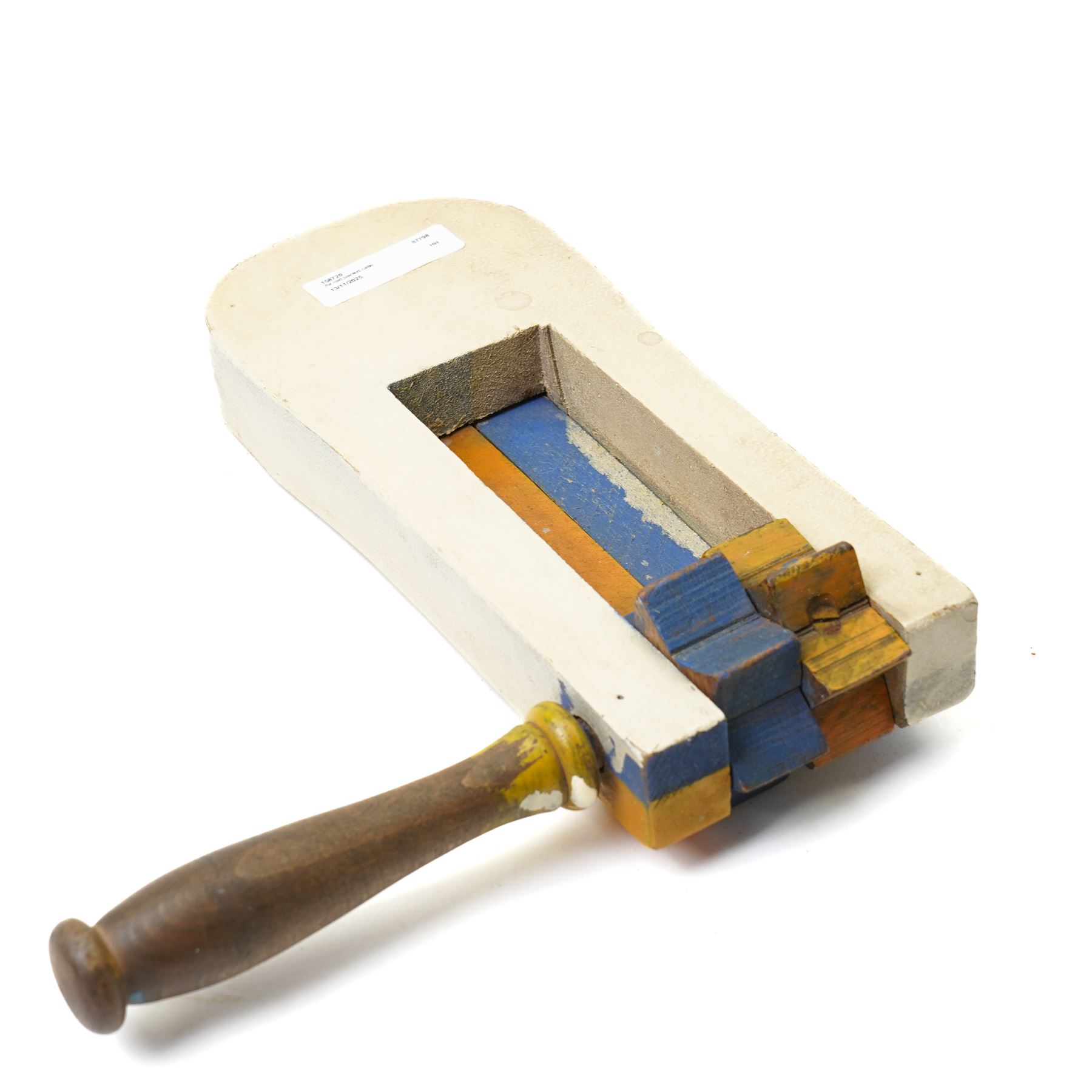 Vintage wooden bird scarer with later painted decoration