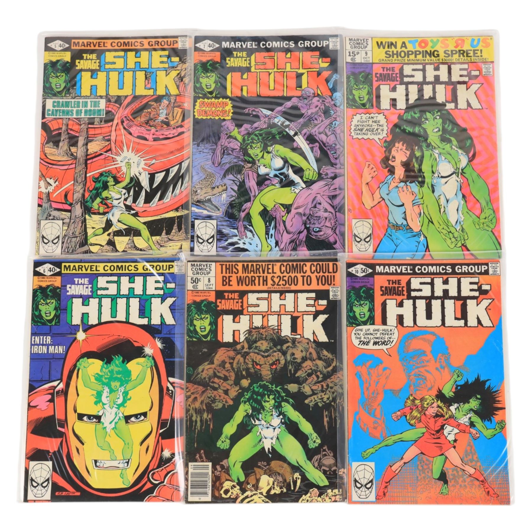 Twenty-five Marvel Bronze Age 'The Savage She Hulk' comic books, spanning years 1979-1981, comprising issues #1-#25 and two 'The Sensational She Hulk' comic books issues #1 and #2