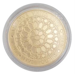 Queen Elizabeth II 2007 'Diamond Wedding' 22ct gold proof five pound coin, cased with certificate