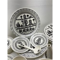 Scottie Wilson for Royal Worcester Wild Fowl pattern, part tea and dinner service, including teapot, milk jug, covered surier, nine cups and saucers, seven dinner plates etc (54)