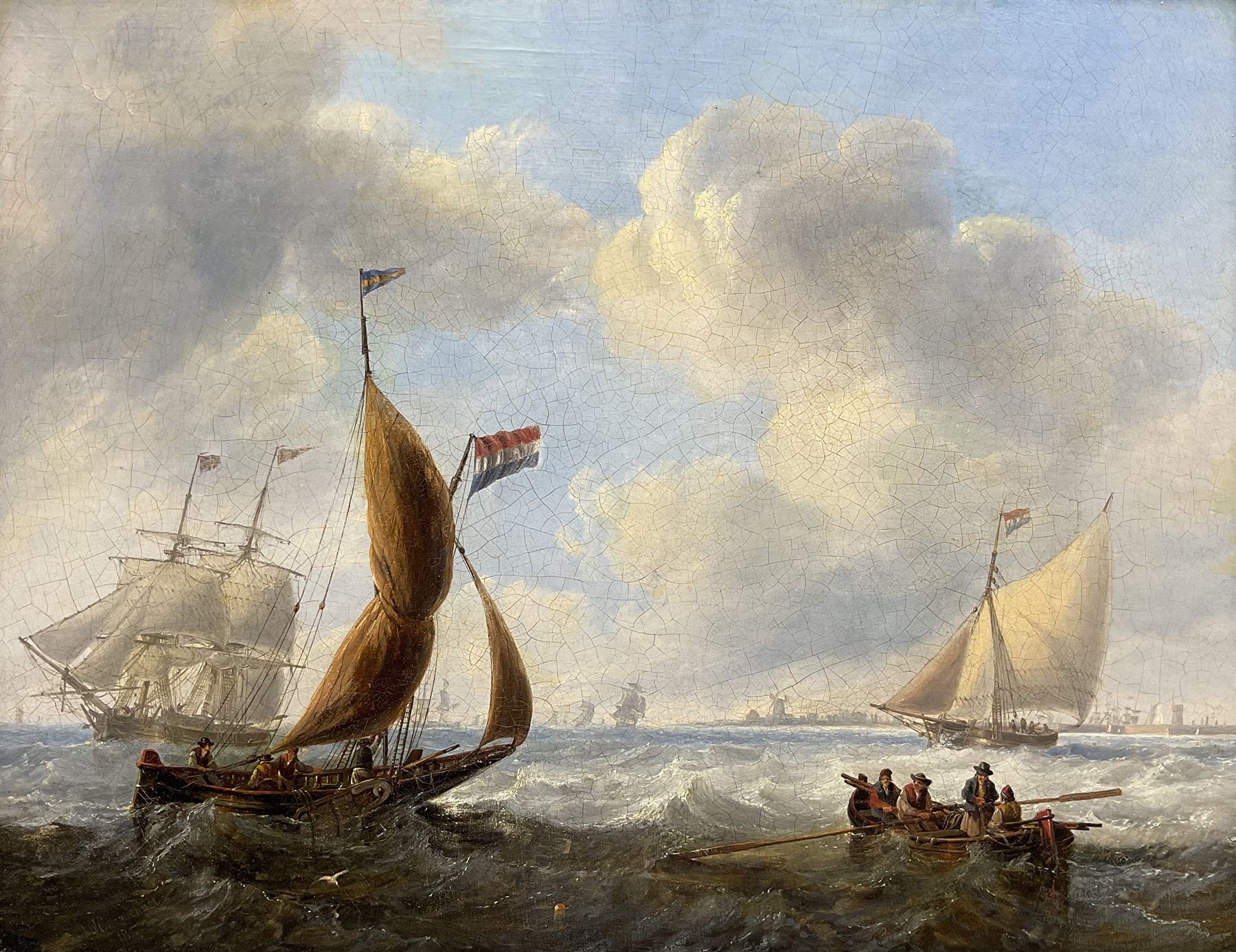 John Wilson Carmichael (British 1799-1868): Off the Dutch Coast, oil on canvas signed and dated 1846, 31cm x 39cm